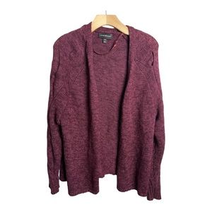 Lane Bryant Maroon Women's Size 14/16 Braided Sleeve Open Front Cardigan